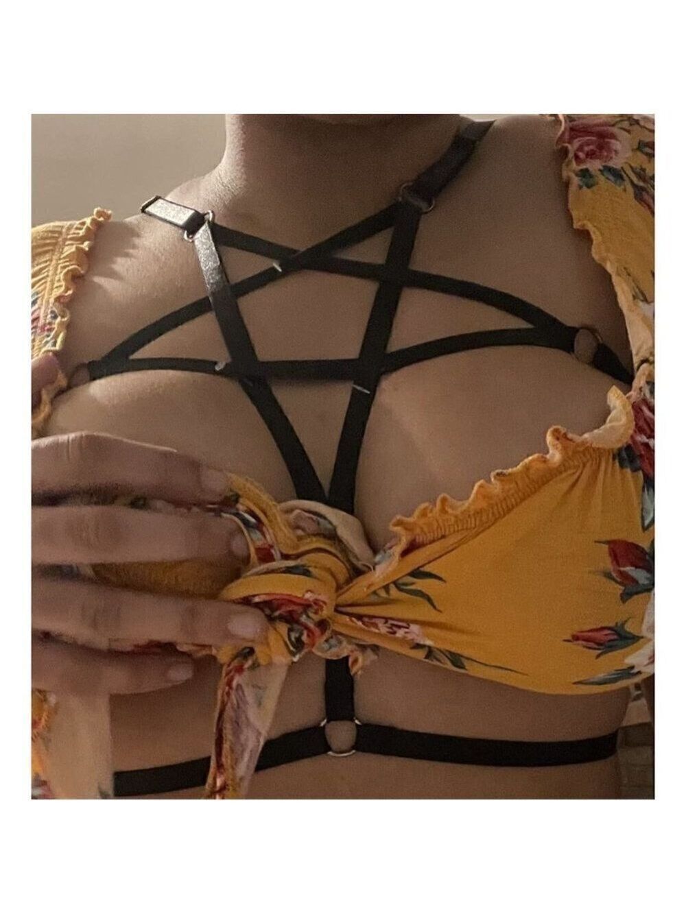 Halter Pentagram Body Harness Bra Caged Cupless Punk Gothic Strappy Bralette NWT